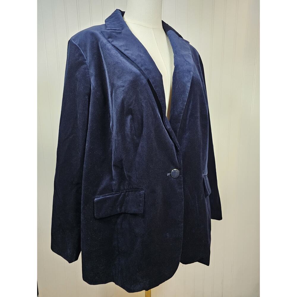Talbots Blue Velvet Blazer Women's Size 16W Petite NWT Career Preppy Academia - Picture 2 of 8